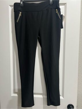 shosho Black Pants with Gold Zipper Accent